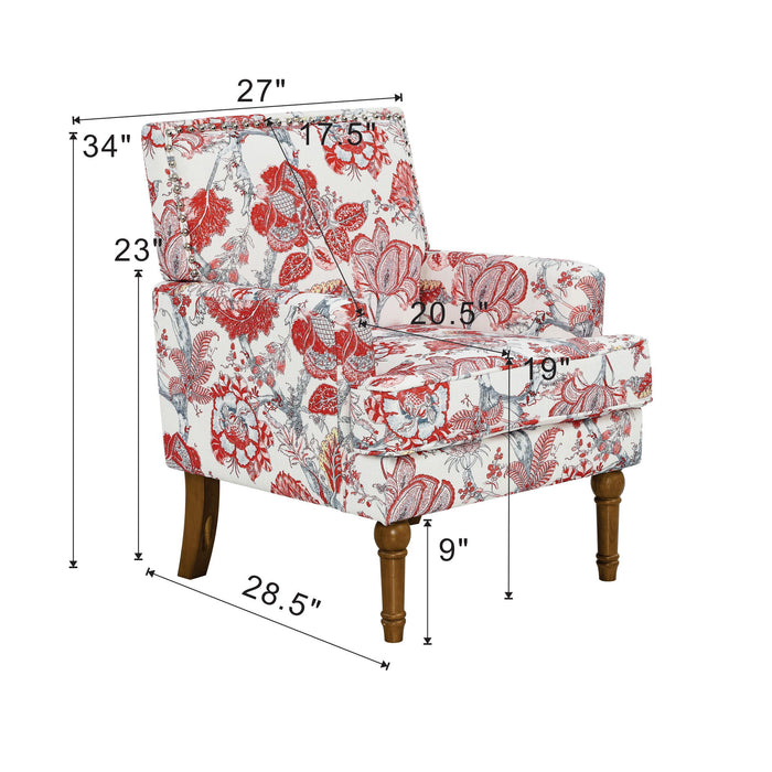 Floral Accent Armchair With Nailhead Trim