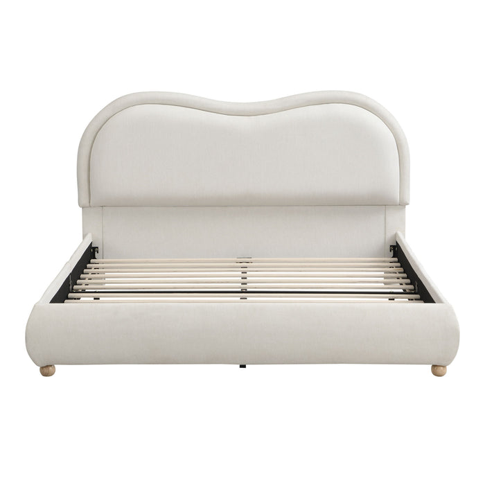 Upholstered Platform Bed Frame With Curved Headboard