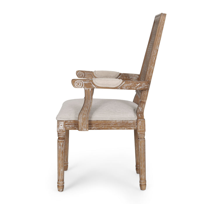 Upholstered Dining Chair With Cane Backrest