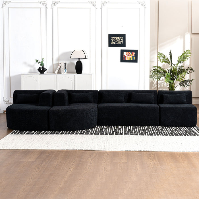 Upholstered Sofa Free Combined Sofa Couch With 2 Chaise Lounge And Five Back Pillows For Living Room