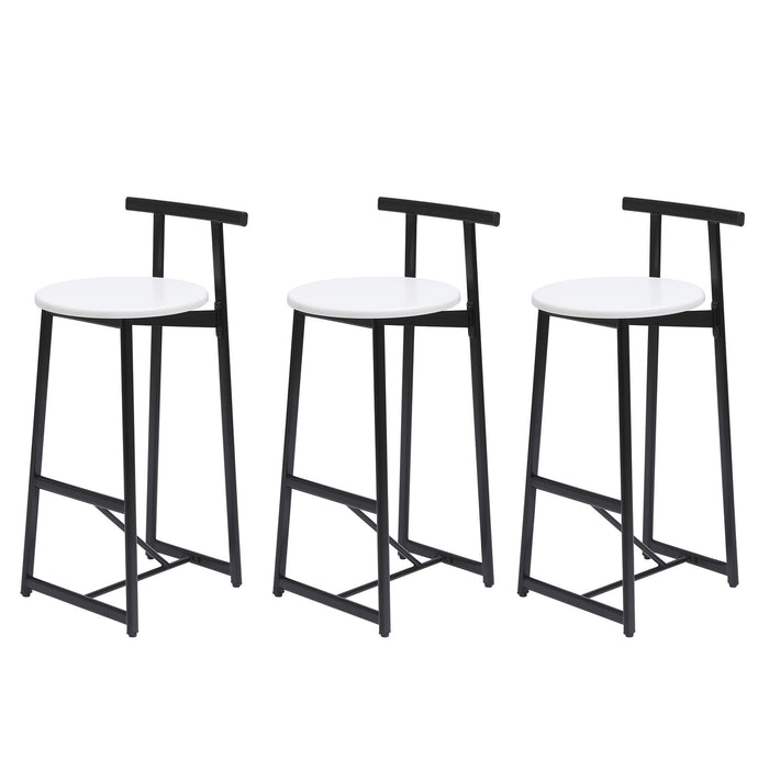 Modern Bar Stools With Backrest For Kitchen (Set of 3)