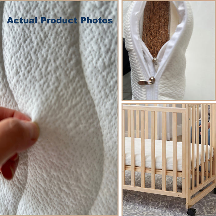 Portable Bedside Bassinet With 3 Adjustable Heights, Mini Crib For Newborns - Natural Wood