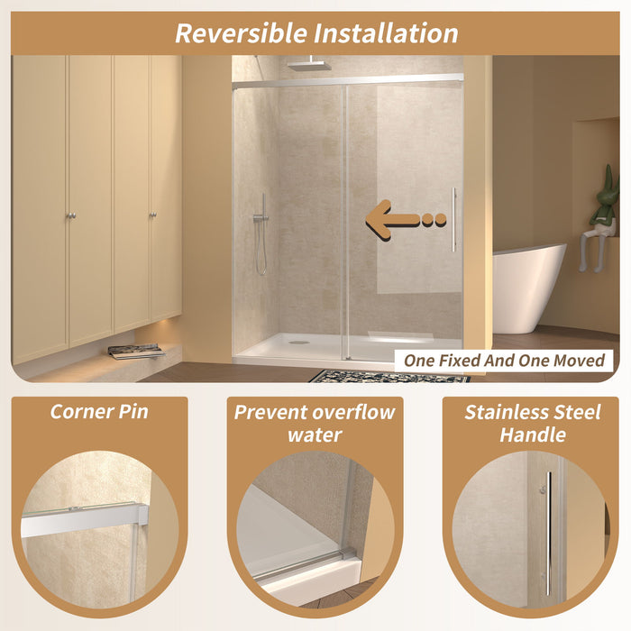 Frameless Single Sliding Shower Door With Handle
