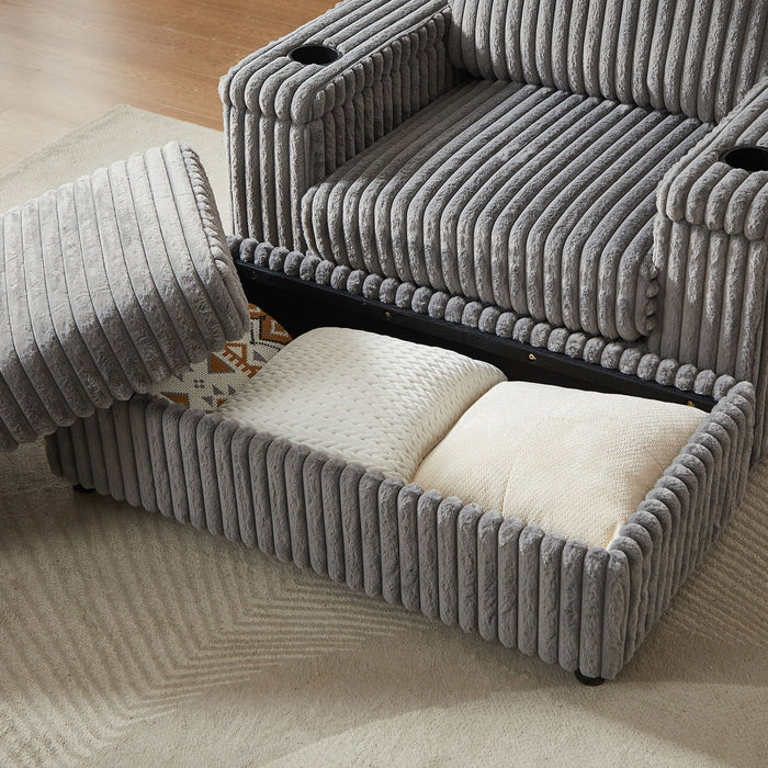3 Seater Sofa With 2 Ottomans For Living Room