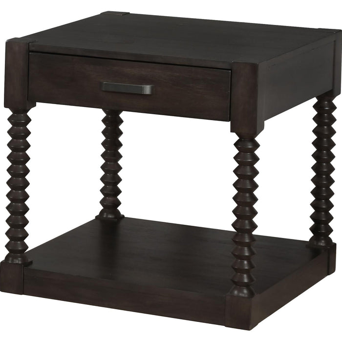 Coffee 1 Drawer End Table With Spindle Legs - Brown