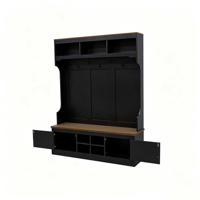 Farmhouse Hall Tree With Bench And Shoe Storage