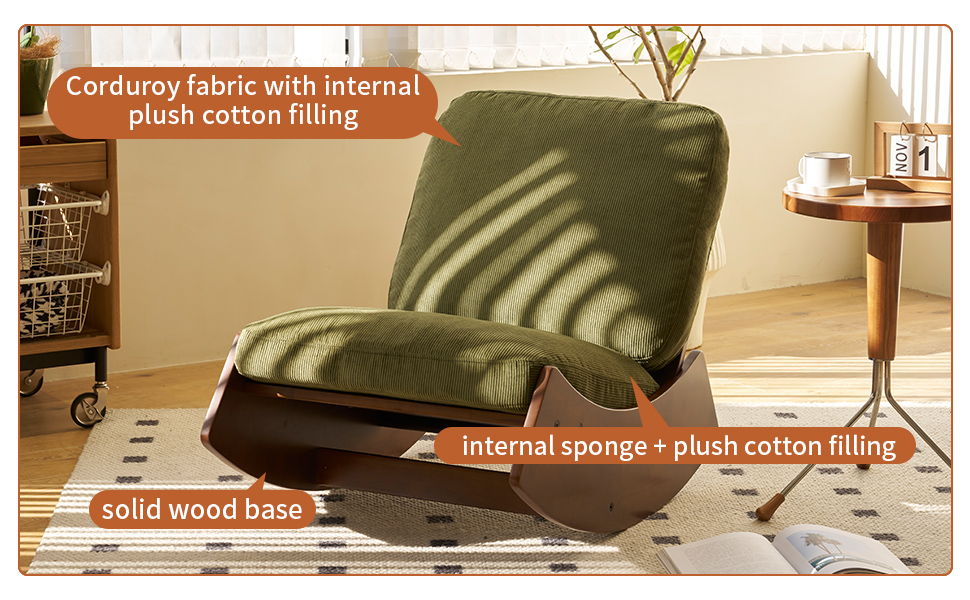 Comfortable High-Quality Upholstery Glider Rocking Chair