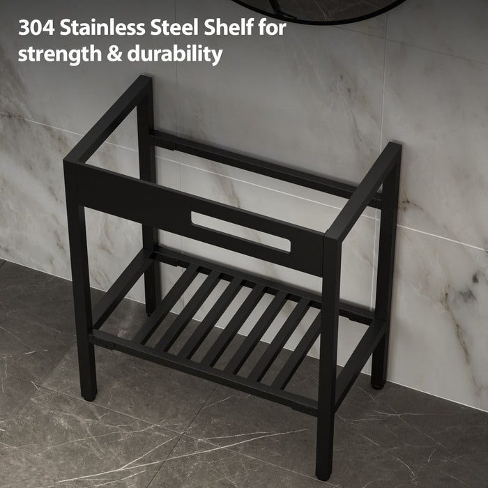 Console Sink With Legs, 32" X 18.5", Durable Porcela With Support - White / Black