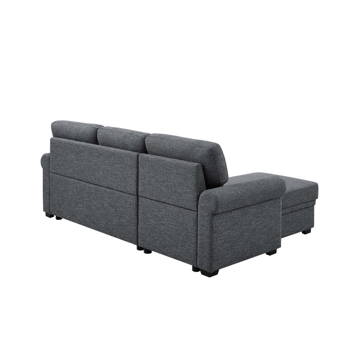 Upholstered Sleeper Sofa With Reversible Storage Chaise - Dark Gray