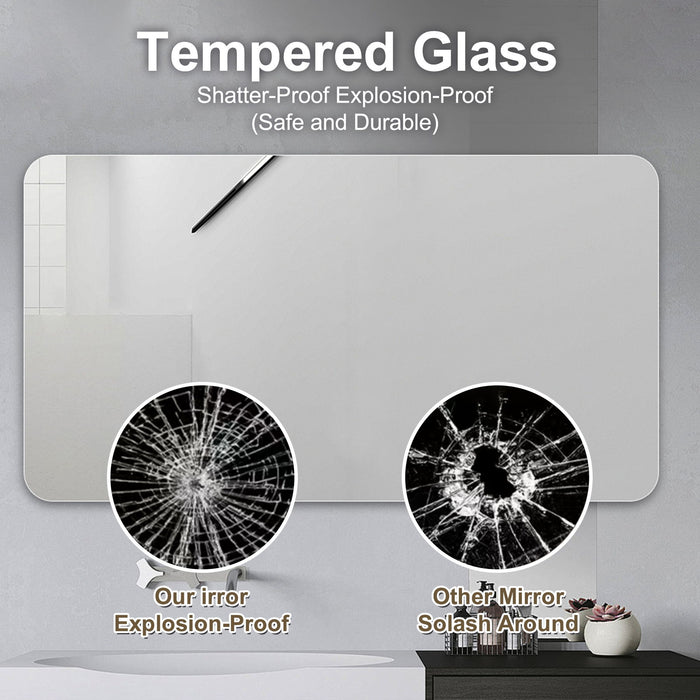 Bathroom Vanity Mirror, Wall Mounted Mirror For Bathroom Anti-Fog Waterproof - Clear