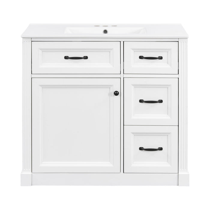 Modern Bathroom Vanity With Sink, 4 Drawers, Soft-Close Door, Adjustable Shelf