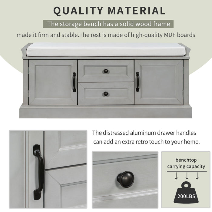 Hearth & Haven Daisy - Storage Bench With 2 Drawers And 2 Cabinets