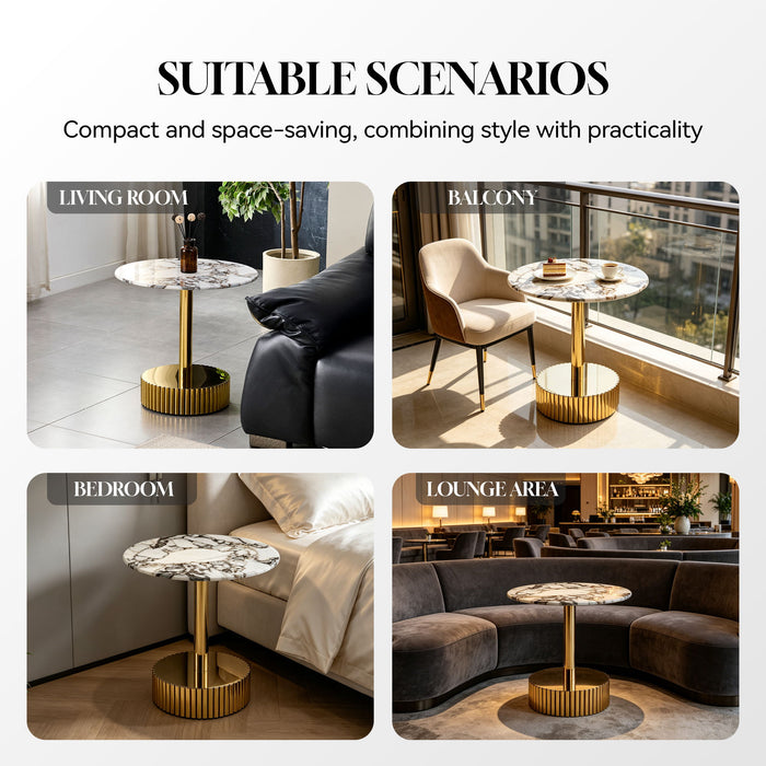 End Table For Living Rooms - Gold / White
