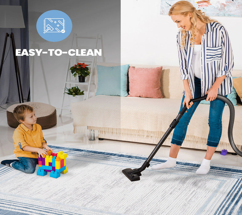 Marfi - 8' X 10' Bordered Area Rug - Blue / Ivory