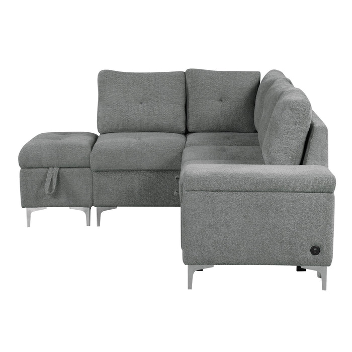 Versatile L Shaped Sofa Bed With Storage, Cup Holders, USB Ports Chenille