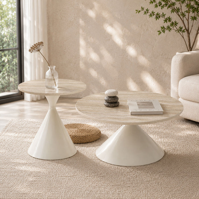 2 Piece Coffee Round Table Set