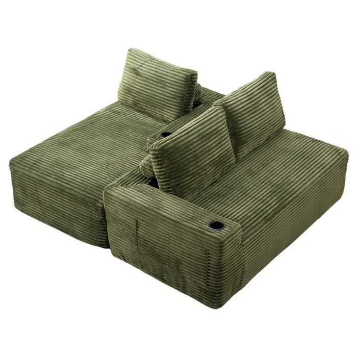 Cloud Sectional Couch, Modular Sectional Sofa With Deep Seat, Boneless Couches With L-Shape Chaise For Living Room - Green