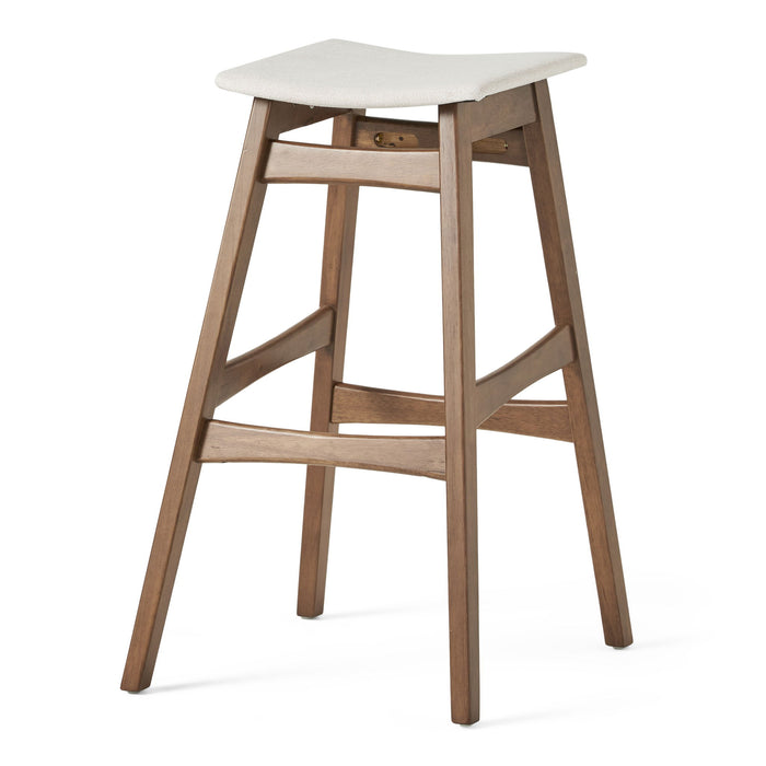 Mid Century Modern Bar Stool Set With Upholstered Seating