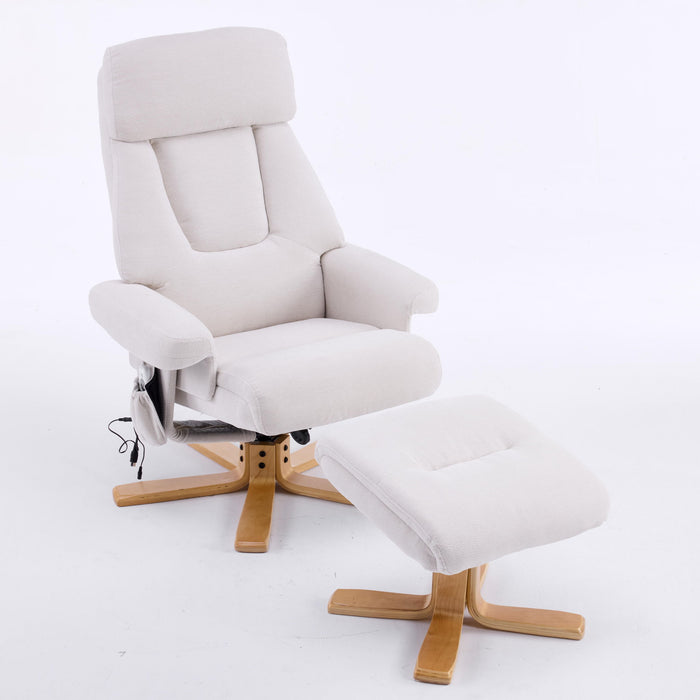 Upholstered Heated Massage 360° Swivel Accent Chair With Ottoman