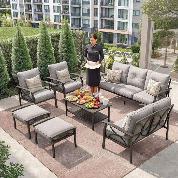 Patio Furniture Set With Coffee Table And Cushions For Backyard