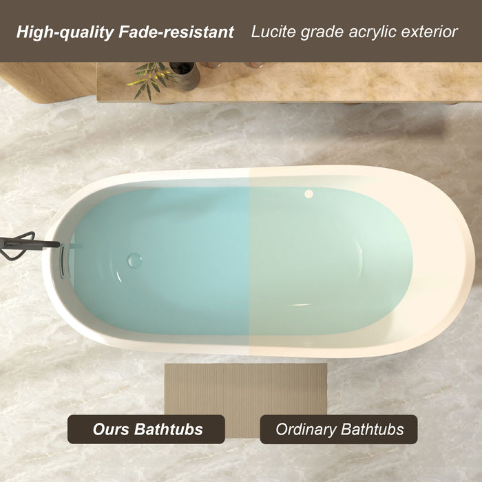 Special-Shaped Freestanding Slipper Bathtub, Overflow & Pop Up Drain