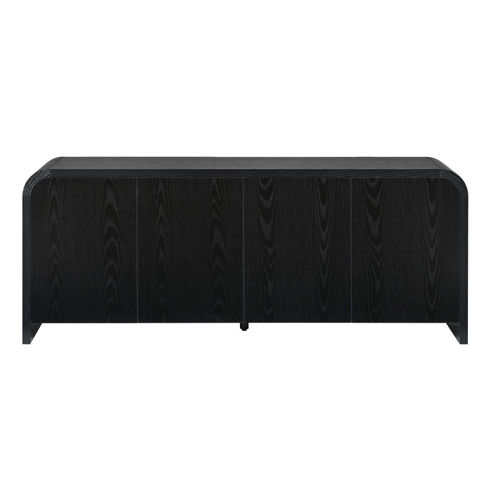 Curved Edge TV Stand With Large Cabinets