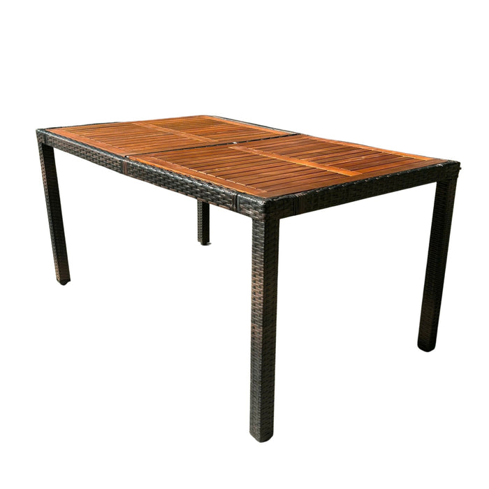 7 Piece Outdoor Patio Wicker Dining Set Patio Wicker Furniture Dining Set With Top - Brown / Cream