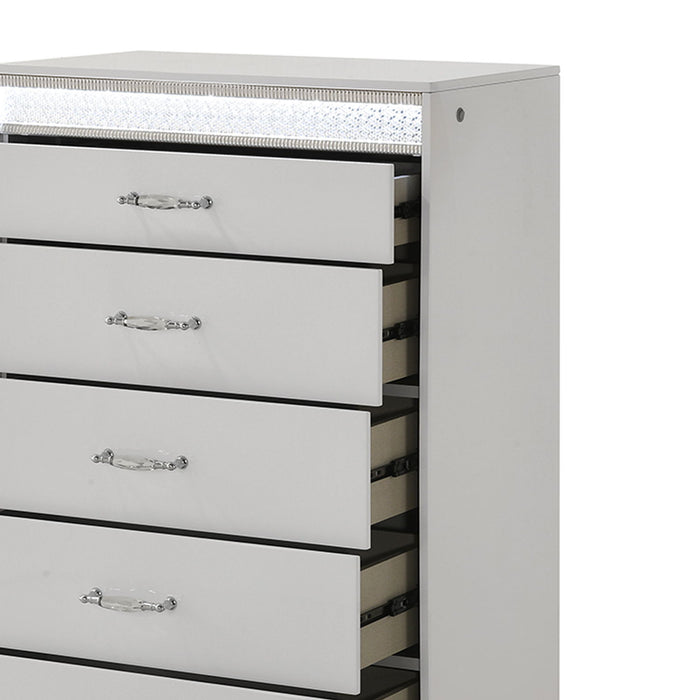 Glam - 5 Drawer Chest With LED Lighting - White