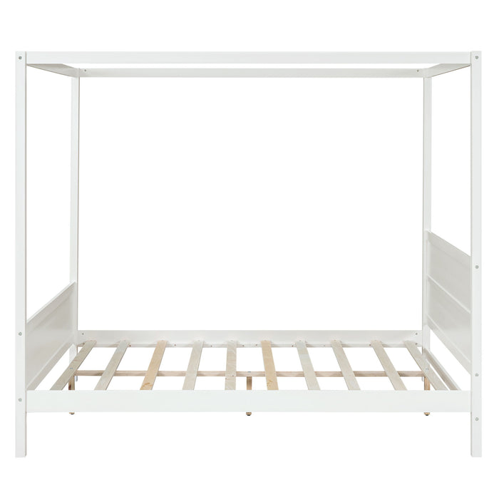 Canopy Platform Bed With Headboard And Footboard, Slat Support Leg