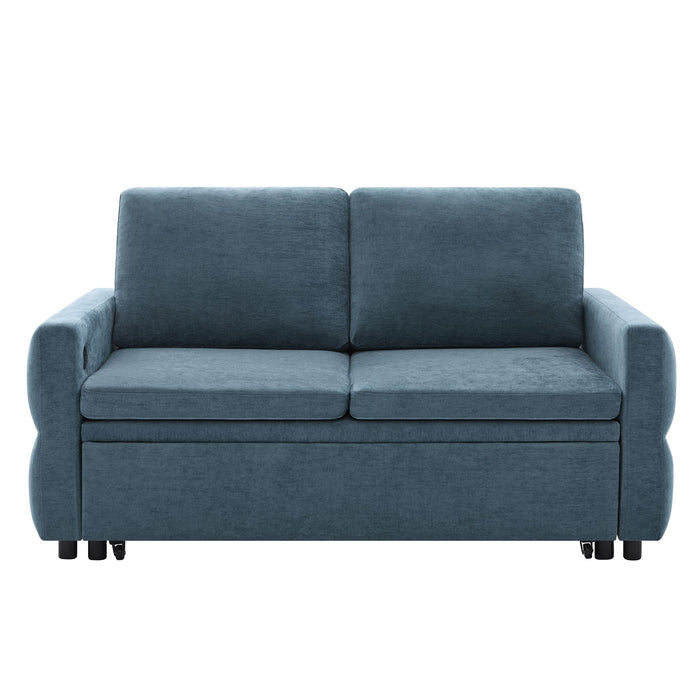 Convertible Sofa Bed Loveseat With Adjustable Backrest And USB Ports