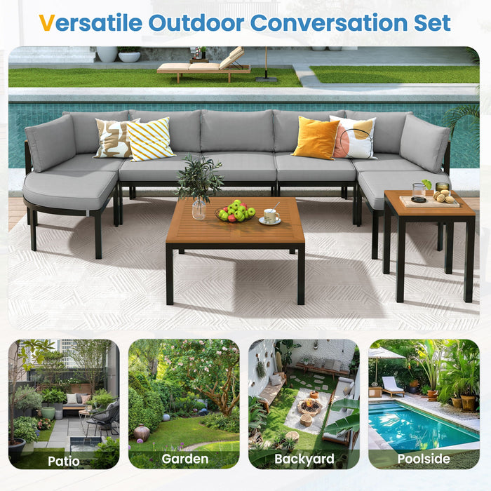 Outdoor Sectional Sofa Set Patio Seating Group With Cushions