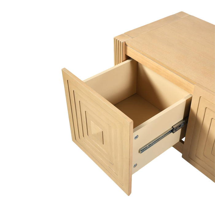 Geometric Carved Console Table With 3 Soft Close Drawers