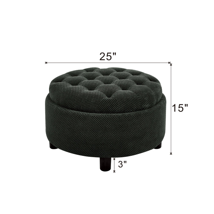 Storage Round Footstool Table Ottoman