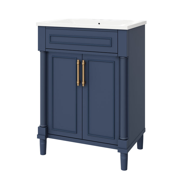 Bathroom Vanity With Integrated Sink, 2 Door Cabinet, Single Sink For Small To Medium Bathrooms