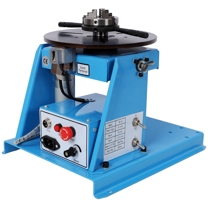 Portable Rotary Welding Positioner With 3 Jaw Lathe Chuck, 0 - 90° Turntable - Blue
