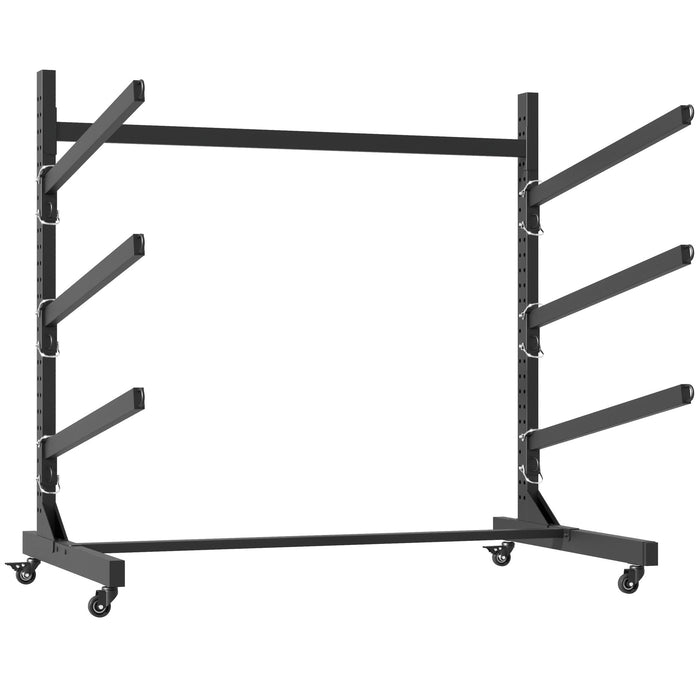 Freestanding Kayak Storage Rack With Lockable Wheels For Kayak, Canoe, Sup & Surfboard