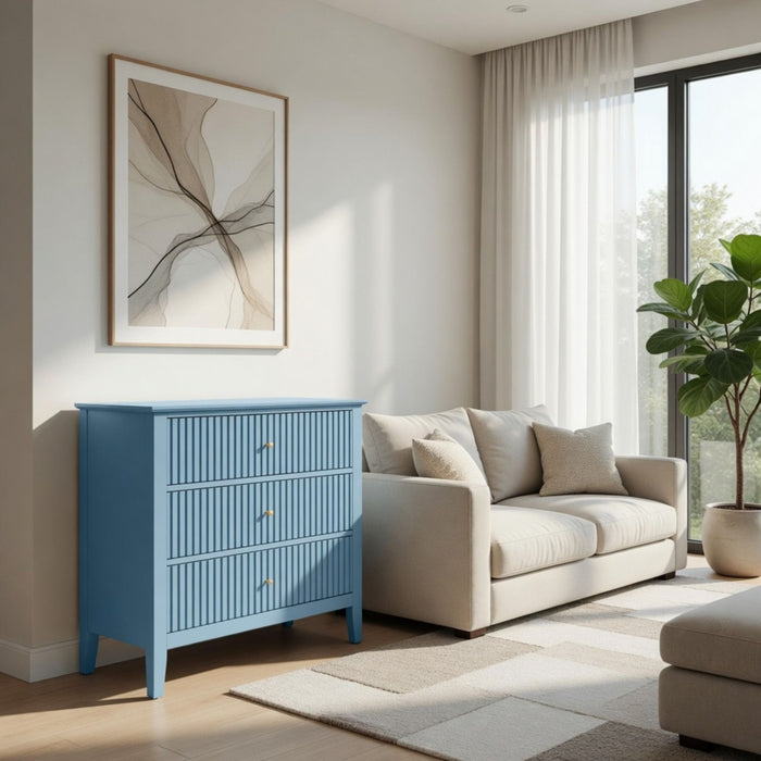 Fluted 3 Drawer Nightstand With Soft Close Slides