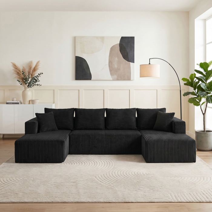 U-Shaped Modular Sectional Sofa With Double Chaise, Oversized Deep Seat For Living Room