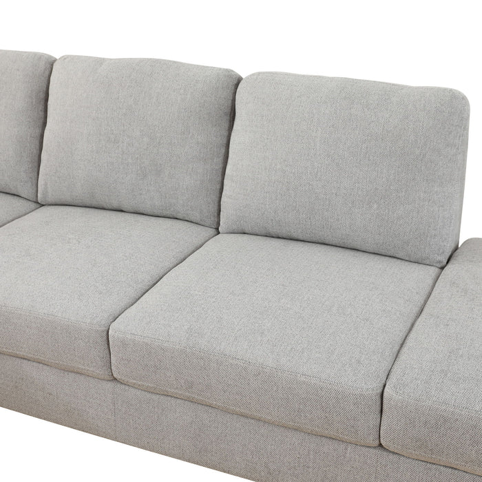 2 Piece L - Shaped Left Chaise Sectional Sofa With Ottoman, Living Room Furniture - White / Gray