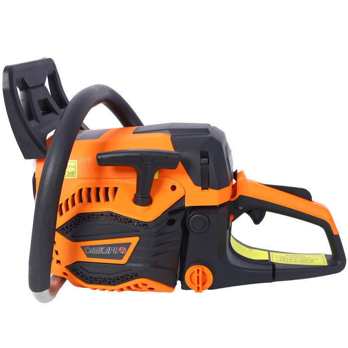 62Cc Gas Powered Chainsaw With 20" Oregon Chain & Bar 2 Cycle Petrol Handheld Cordless Design Epa Compliant - Orange