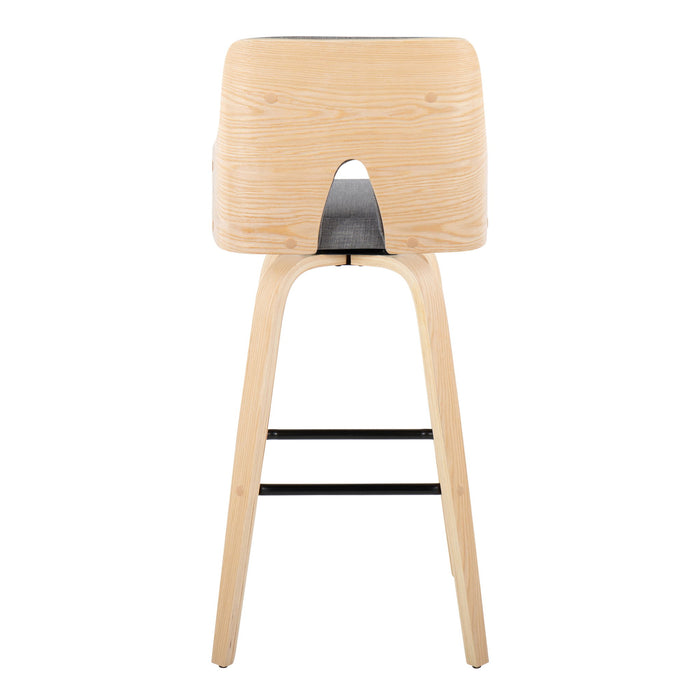 Stella - Contemporary Fixed Height Barstool With Swivel Square Footrest (Set of 2)