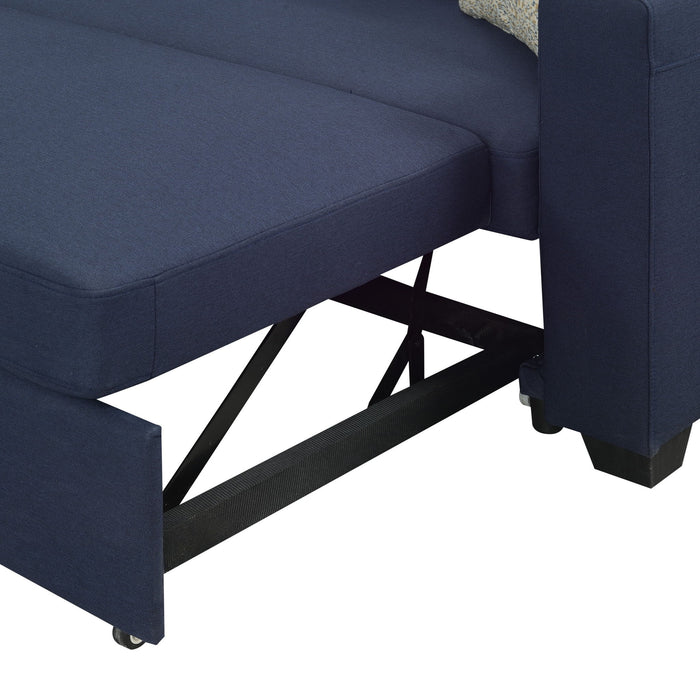 Reversible Sectional With Pop Up Sleeper And Hidden Storage Chaise - Navy