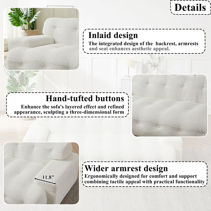 Cloud Series Minimalist Button Tufted Square Arm 3 Seater Sofa