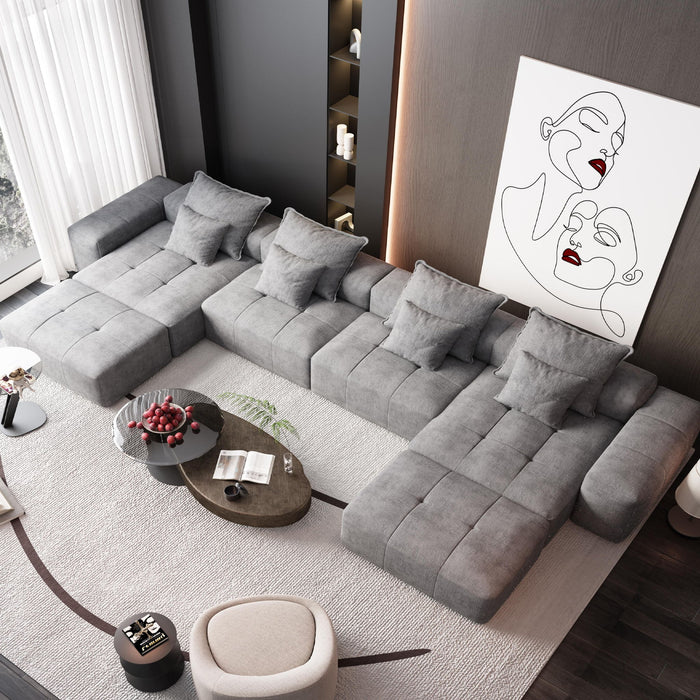 Modern Oversized, Modular Sectional Sofa With Pillows