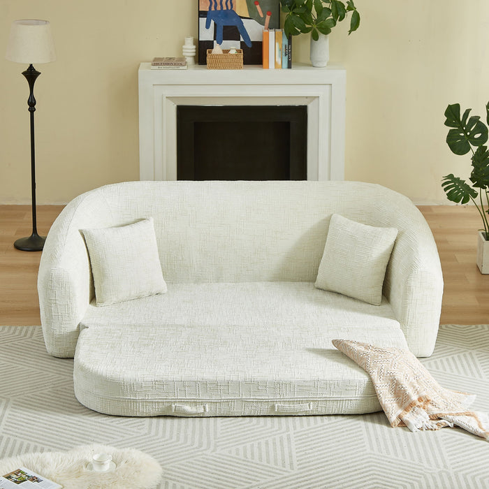 Curved Convertible Sofa, 2 In 1 Fold Out Bed With Pull Out Base And Deep Seat