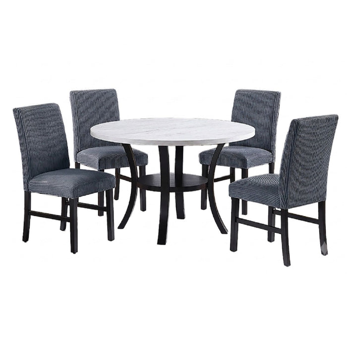 Elegant 5 Piece Dining Set Dark Chairs Top Table With Lower Shelf Kitchen Dining Room