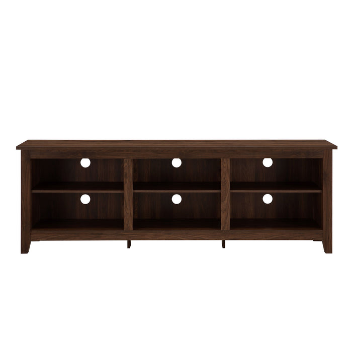 Aglow - 3 Shelf Open Storage 70" TV Stand For 80" TVs - Dark Walnut