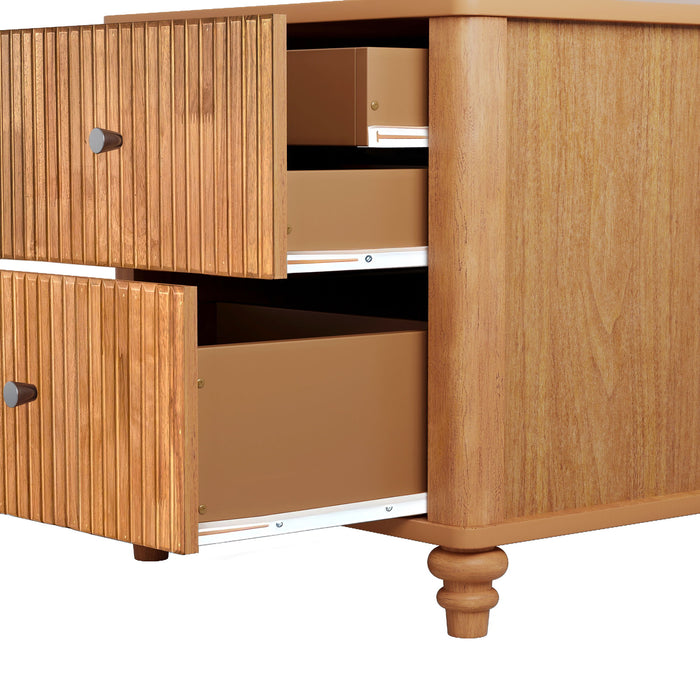 Modern Fluted Nightstand With 3 Drawers