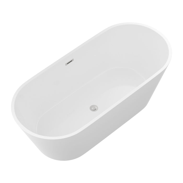 Gloss Freestanding Bathtub With Drain, Stand Alone Soaking Tub