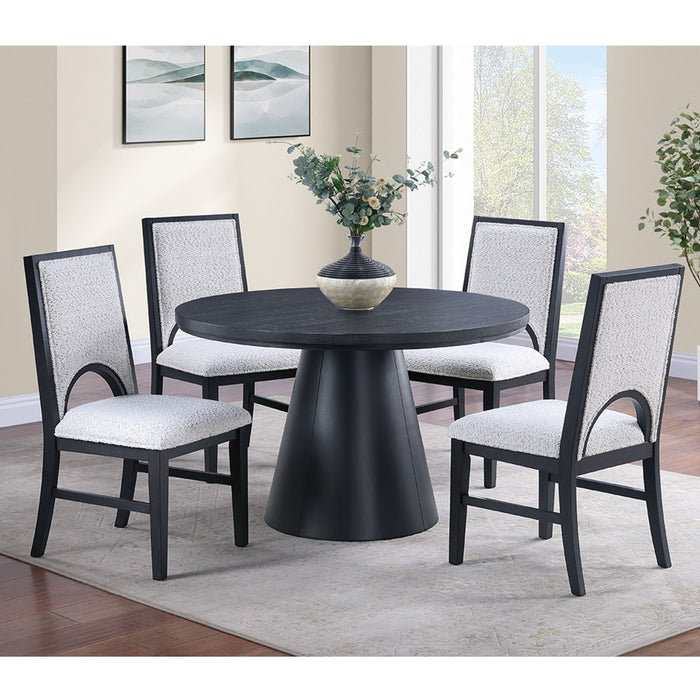 Round Dining Table With Cone Shaped Base - Black